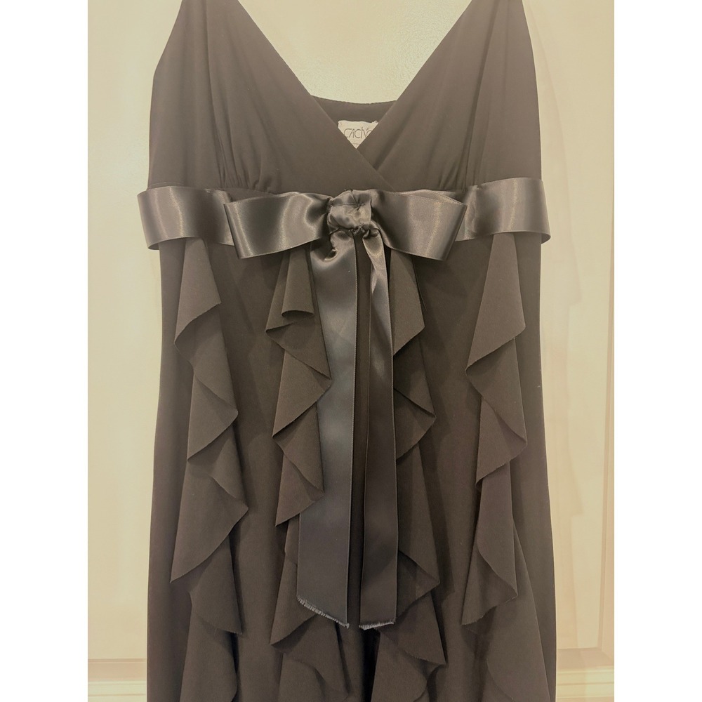 Cache Ruffle Cocktail Dress 8 Black - Picture 2 of 9